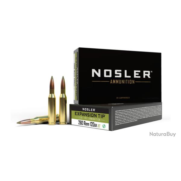 Nosler 20 cartouches ETA-260 Rem 120 gr SP E-Tip