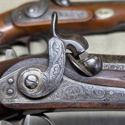 Superbe paire de pistolets de salon d'officier en excellent &eacute;tat - 1860 / 1880