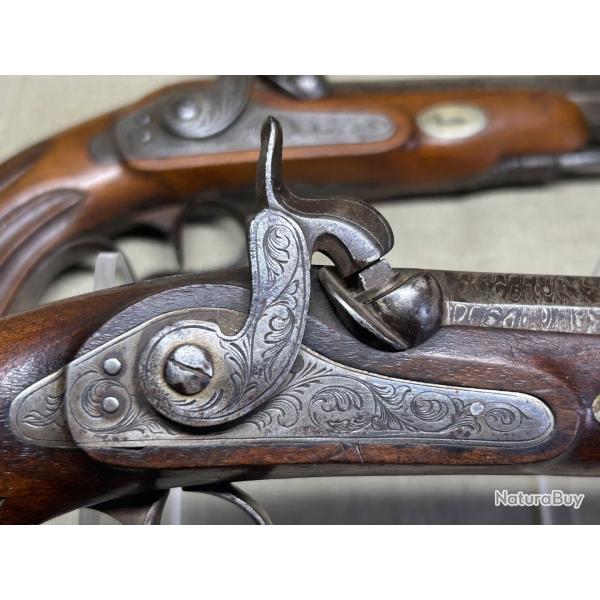 Superbe paire de pistolets de salon d'officier en excellent �tat - 1860 / 1880