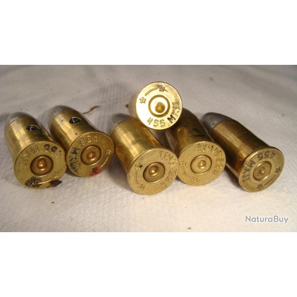 6 cartouches neutralis�es 455 webley MKII