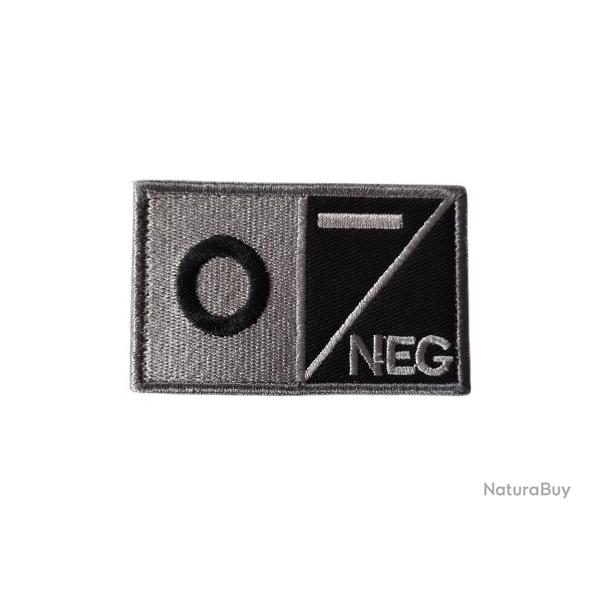 Grand patch O- Groupe sanguin O- Gris/Noir velcro - Livraison gratuite
