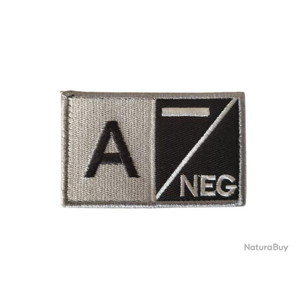 Grand patch A- Groupe sanguin A- Gris/Noir velcro - Livraison gratuite