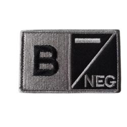 Grand patch B- Groupe sanguin B- Gris/Noir velcro - Livraison gratuite