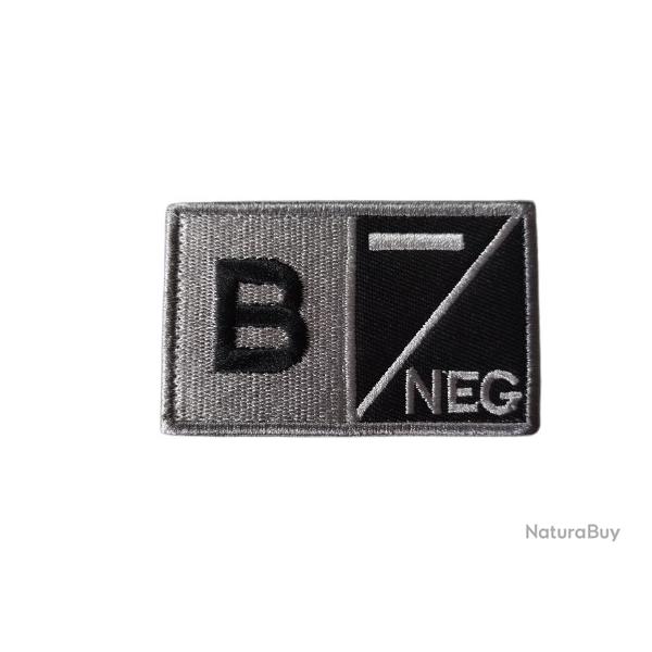 Grand patch B- Groupe sanguin B- Gris/Noir velcro - Livraison gratuite