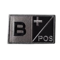 Grand patch Groupe sanguin B+ Gris/Noir velcro - Livraison gratuite