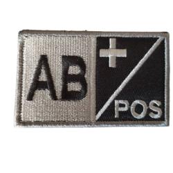 Grand patch Groupe sanguin AB+ Gris/Noir velcro - Livraison gratuite