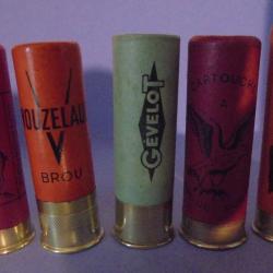 LOT DE 5 CARTOUCHES ANCIENNES NON RECHARGEES NEUTRALISEES N&deg;12