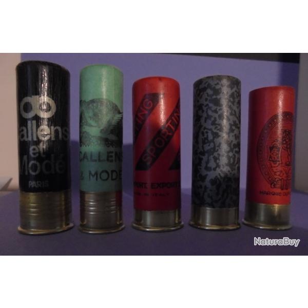 LOT DE 5 CARTOUCHES ANCIENNES NON RECHARGEES NEUTRALISEES N�14