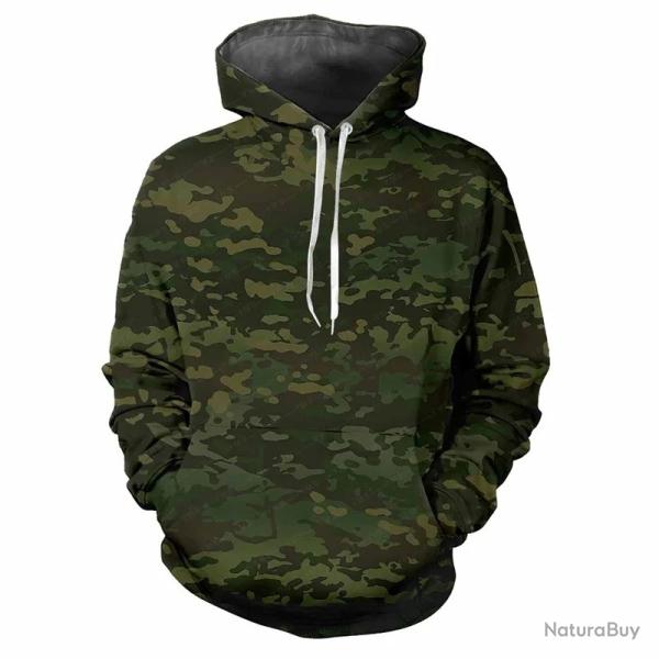 Pull Sweat Capuche Camo 3D Jungle Enfants Print Casual Outdoor S-5XL Chasse P�che