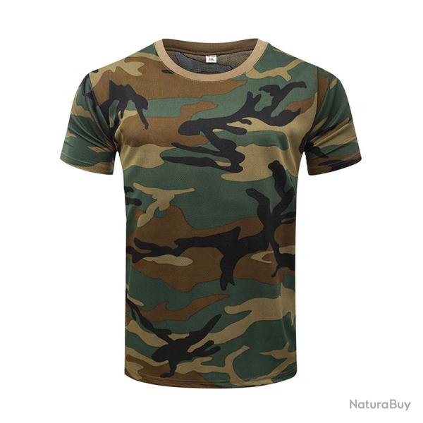 T-Shirt Camo 3D S�chage Rapide Homme Col Rond Outdoor Chasse M-3XL
