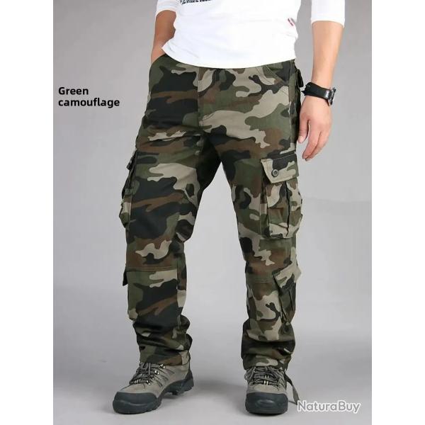 Pantalon Cargo Multi-Poches Homme R�sistant Travail Chasse 29-44