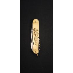 COUPERIER COURSOLLE 1176 - Couteau pliant artisanal - 6 fonctions, manche laiton - Version Cornemuse