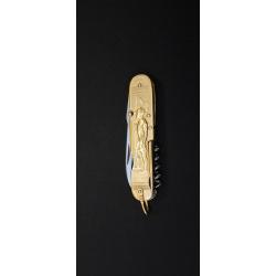 COUPERIER COURSOLLE 1176 - Couteau pliant artisanal - 6 fonctions, manche laiton - Version Sport (Te