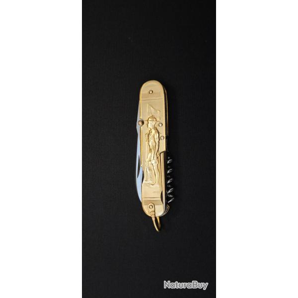 COUPERIER COURSOLLE 1176 - Couteau pliant artisanal - 6 fonctions, manche laiton - Version Sport (Te