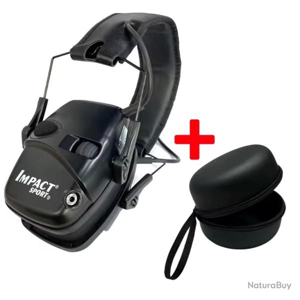 Casque electronique IMPACT noir avec son �tui......ENCHERE 1 EURO