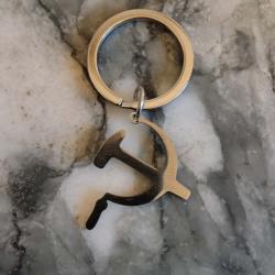 porte cl&eacute;s CCCP couleur argent en acier ENVOI OFFERT lettre verte