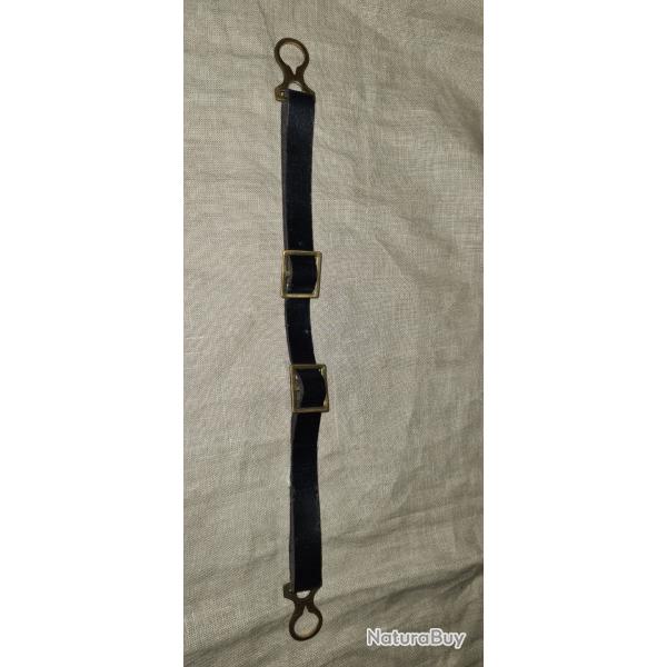 Jugulaire laiton pour casque � pointe cuir �pais WW1   ( L3 )