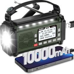 Radio Urgence SOS Solaire Dynamo Batterie10000mAh Charge USB Lampe Poche et Lecture &Eacute;cran LCD