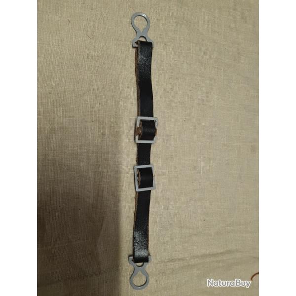 Jugulaire fer pour casque � pointe cuir �pais WW1   ( 3F )