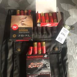 GILET DE CHASSE KAKI neuf 2xl avec 3   boites 10 cartouches winchester cal12. 36g pl5, 6et7
