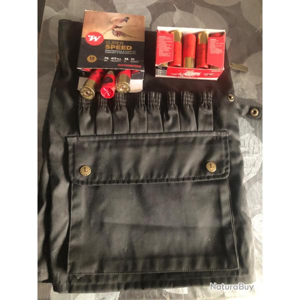 GILET DE CHASSE KAKI neuf 2xl avec 2 boites 10 cartouches winchester cal12 pl 6et7