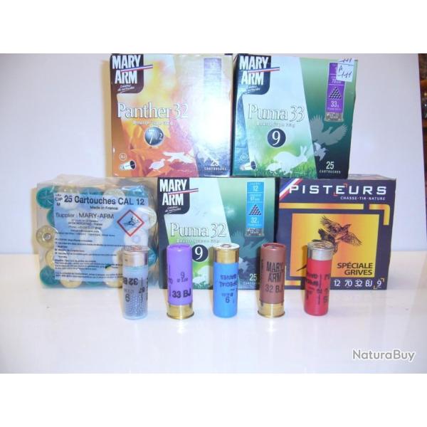 LOT DE CARTOUCHE CALIBRE 12  PLOMB 9  33BJ