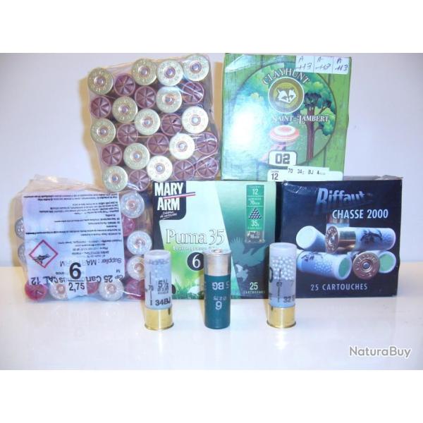LOT DE CARTOUCHE CALIBRE 12  PLOMB 4-5-5.5-6 36BJ