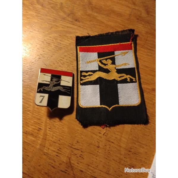 Lot insigne militaire et patch tissu 7ieme division blind�e