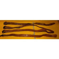 LOT DE 4 SANGLES DE COULEUR MARRON POUR REPARATION DE MUSETTE , SAC A DOS ETC ... , LONGUEUR 45 CM L