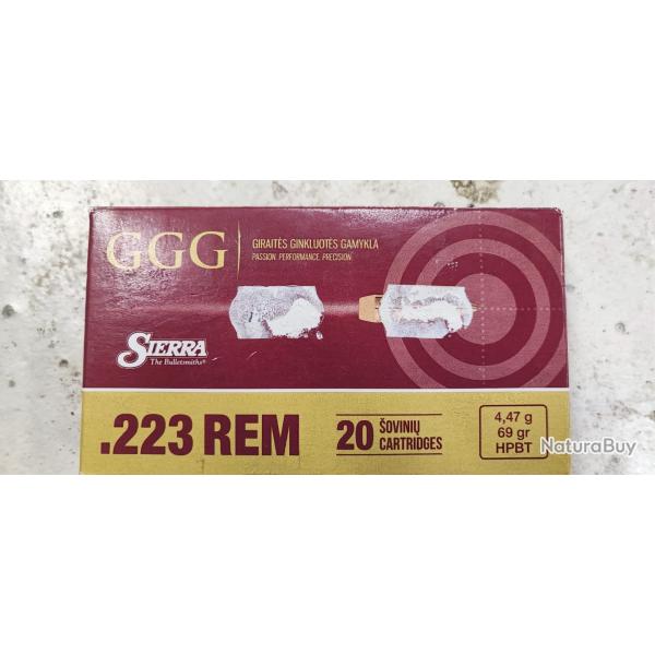 Munitions GGG cal.223 Rem SIERRA HPBT 69gr /20