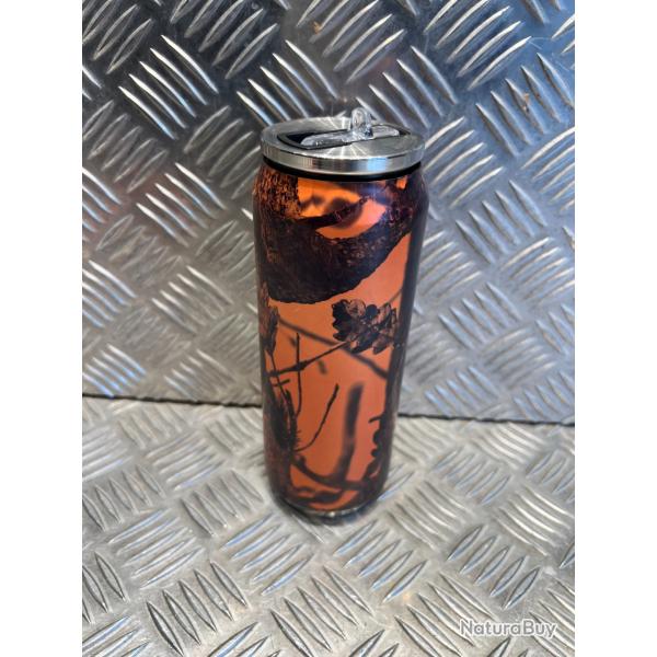 Yoko design gourde forme canette isotherme 500ml inox double paroi camo orange neuf