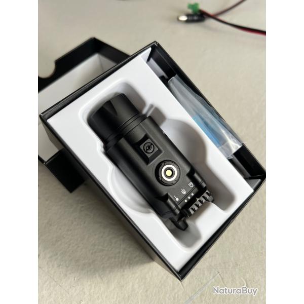 Lampe tactique 1600 lumens + laser vert ultra puissant