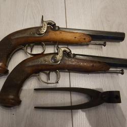 Paire de pistolet de duel a percussion 19eme