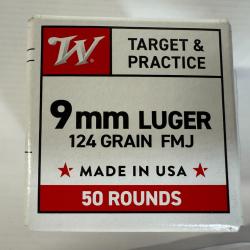 Vente flash ! WINCHESTER 9 MM LUGER 124 GR FMJ BOITE DE 50 BALLES FRAIS DE PORT OFFERT