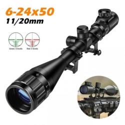 Lunette de tir 6-24x50 AOE r&eacute;ticule lumineux avec colliers 11 ou 22 mm aux choix