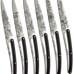 Cadeau No&euml;l ! Set Deejo Bistro - Tattoo Blossom Miroir ABS Noir - 6 pi&egrave;ces dans coffret -2AP000010