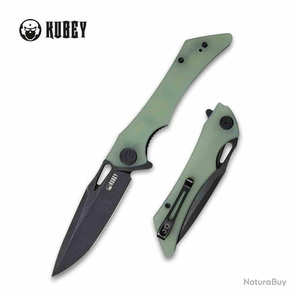 Couteau Kubey Raven Lame Acier AUS-10 Manche G-10 Jade Liner Lock IKBS KUB245G