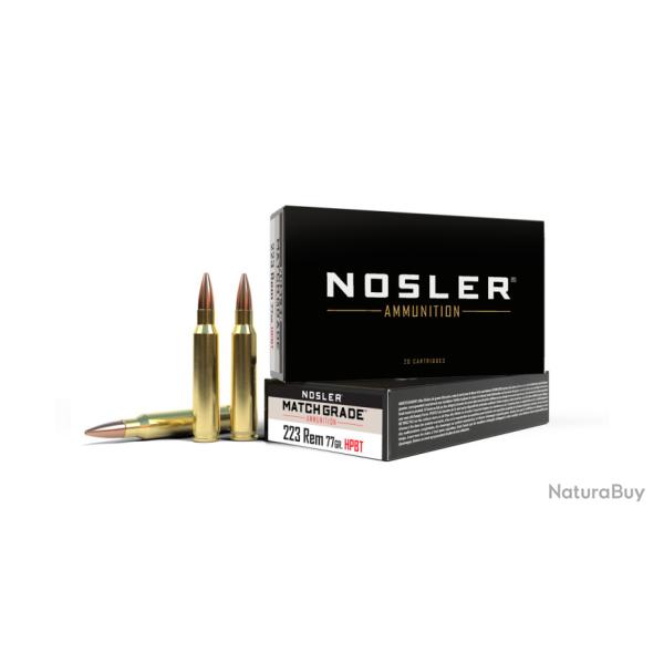Nosler 20 cartouches MGA-223 Rem 77 gr CC HPBT