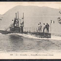CPA - MARINE DE GUERRE  - SOUS - MARIN Le " Grondin "   N&deg;4489