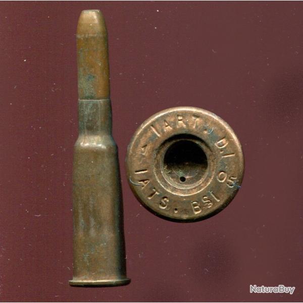 8 mm Lebel Inerte Mle 1892 sans TROUS  �tui ART D - Tarbes 1905 - marquage : ART.D./1/05/ATS.BS/