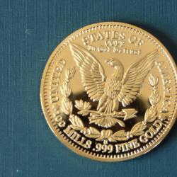 ( COPY DE LA LIBERTY USA DE 1896 -- 999 FINE GOLD ( OR ) SUBLIME MONNAIE VINTAGE DE REPRODUCTION: