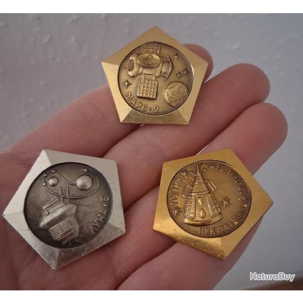 LOT DE PIN'S COSMOS ESPACE MARS-2 LOUNA-3 URSS CCCP 60s