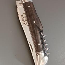 COUTEAU LAGUIOLE 2 pi&egrave;ces, COURSOLLE, THIERS, manche BOIS PALISSANDRE, guilloch&eacute;.