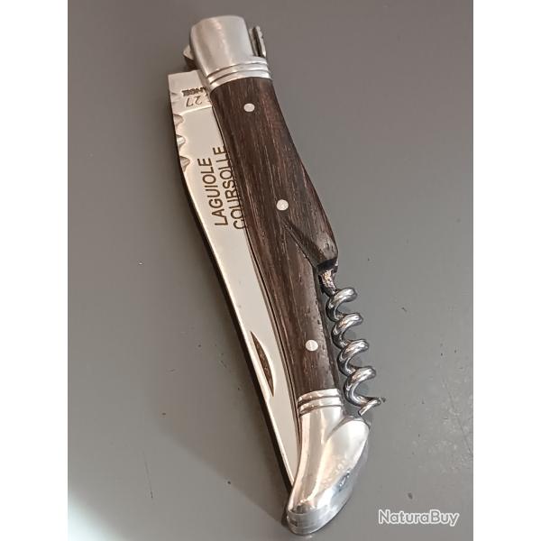 COUTEAU LAGUIOLE 2 pi�ces, COURSOLLE, THIERS, manche BOIS PALISSANDRE, guilloch�.