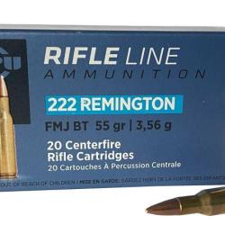 MUNITIONS PARTIZAN CALIBRE 222 REM FMJ 55GR - 3.56G x20