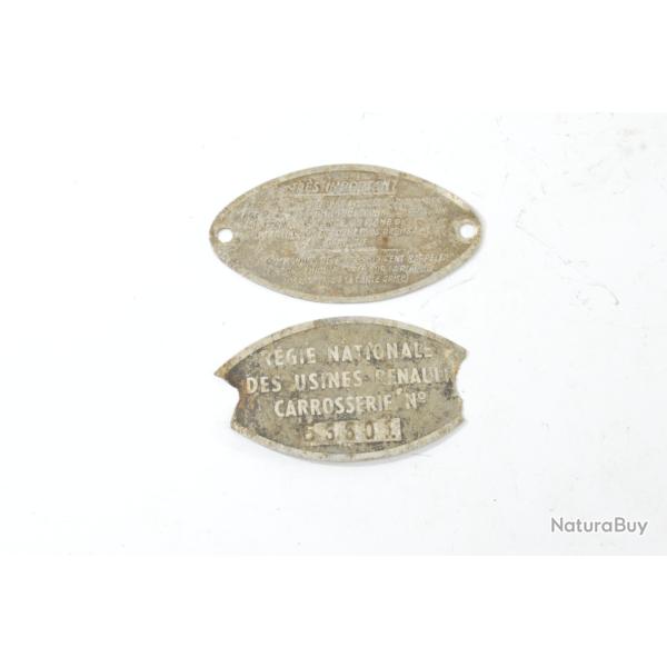 Plaques constructeur R�gie Nationale des Usines Renault carrosserie