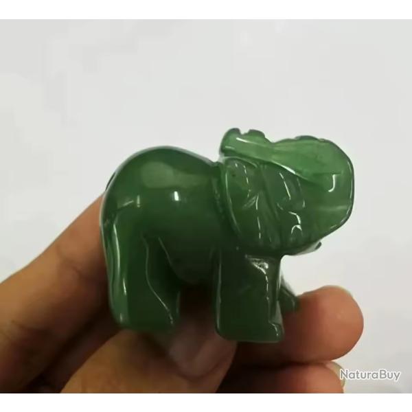 Petite sculpture d'�l�phant en aventurine verte gu�rison cristaux