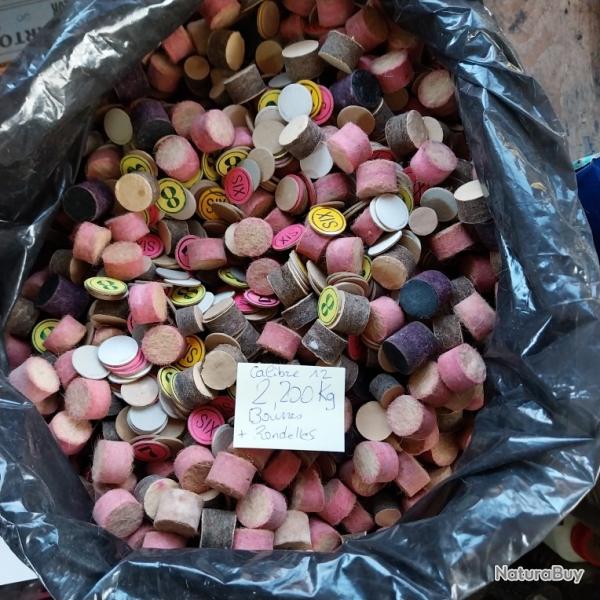 Lot de bourres et rondelles de fermetures calibre 12.