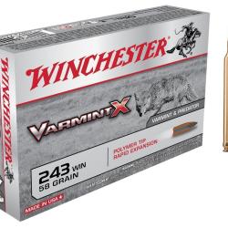 WINCHESTER cal.243 Win VARMINT-X 58 grains - 3.7 gr boite de 20