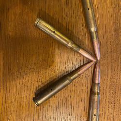 Lot quatre cartouches 12.7x99mm Inerte.